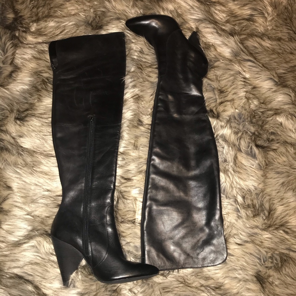 Over the Knee Black Leather Boot 9.5M